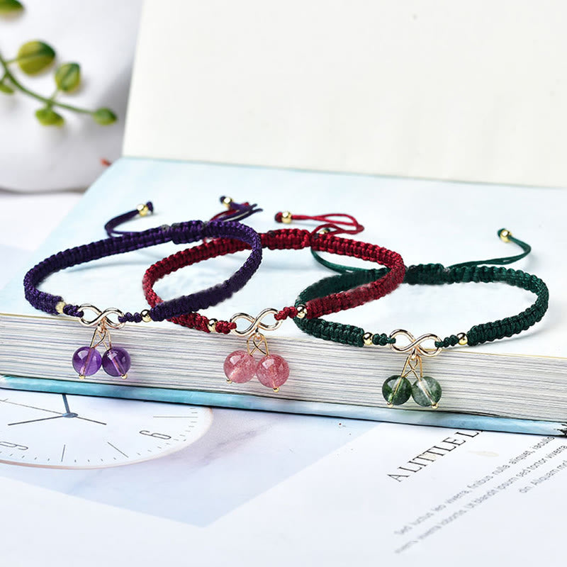Bracelet de perles fantômes vertes améthyste en quartz fraise naturel Buddha Stones