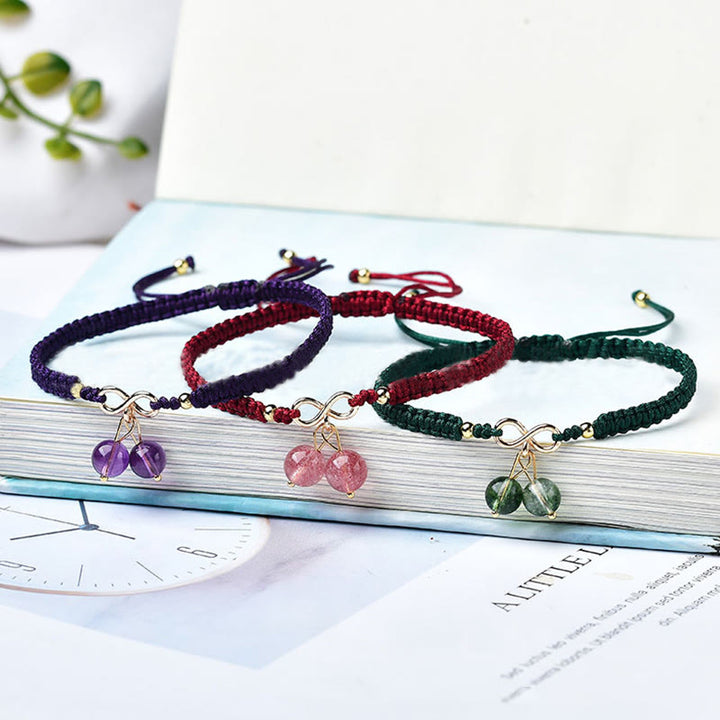 Bracelet de perles fantômes vertes améthyste en quartz fraise naturel Buddha Stones