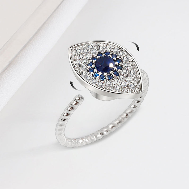 Bague rotative en argent sterling 925 avec protection contre le mauvais œil - Argent - image 0