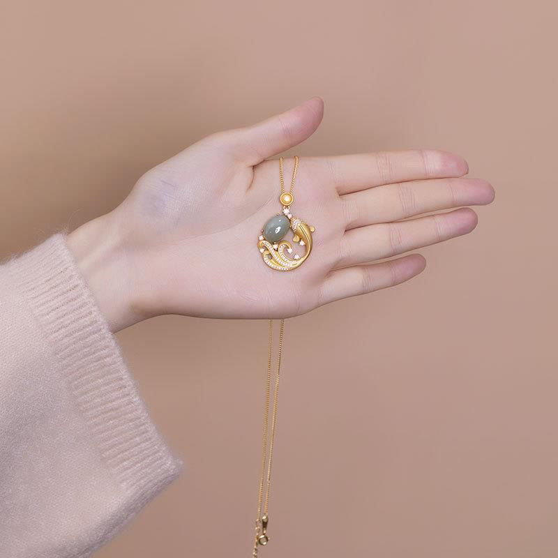 Collier pendentif apaisant et guérisseur en jade cyan avec Buddha Stones - image 4