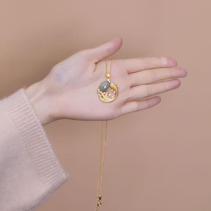 Collier pendentif apaisant et guérisseur en jade cyan avec Buddha Stones - image 4