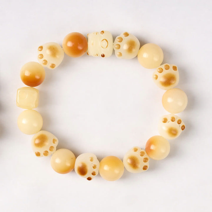 Bracelet porte-bonheur en bois de santal avec graines de Bodhi naturelles et Buddha Stones, tête de chat mignon et porte-bonheur, griffe de paix - Patte de chat Bodhi Seed (circonférence du poignet 14-17 cm) - image 13