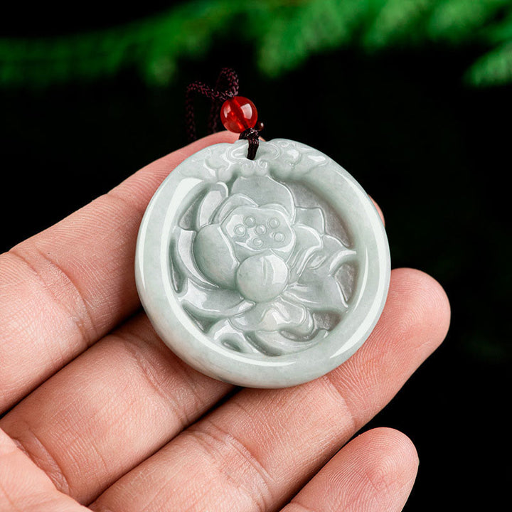 Buddha Stones en jade naturel sculpté en forme de fleur de lotus et de prospérité - image 7