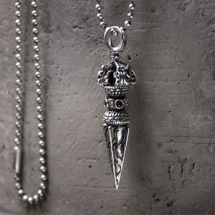 Collier pendentif Vajra en argent sterling 925 avec Buddha Stones