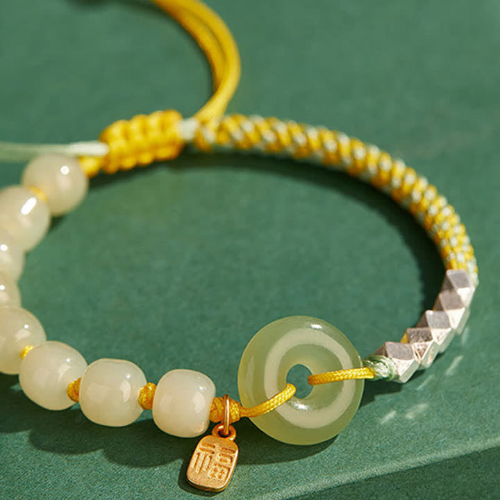 Bracelet porte-bonheur en perles de jade Hetian en argent sterling 925 Buddha Stones