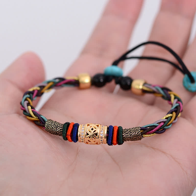 Buddha Stones en fil tissé fait main avec huit fils et pièces de cuivre