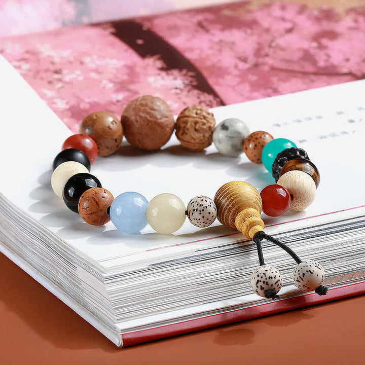 Bracelet Mala en Buddha Stones et graines d'agate Bodhi, sagesse et harmonie