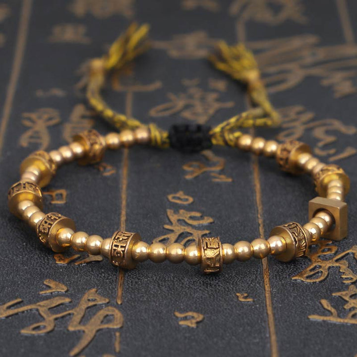 Bracelet de richesse tibétain avec six mots vrais et malédictions de Buddha Stones
