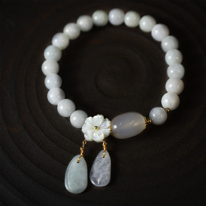 Bracelet porte-bonheur en jade blanc naturel Buddha Stones