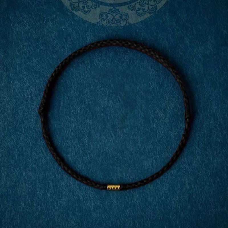 Bracelet de cheville tressé en perles dorées porte-bonheur en argent sterling 925 Buddha Stones