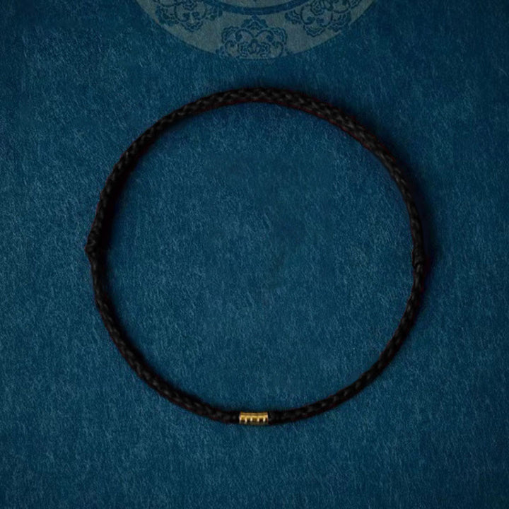 Bracelet de cheville tressé en perles dorées porte-bonheur en argent sterling 925 Buddha Stones