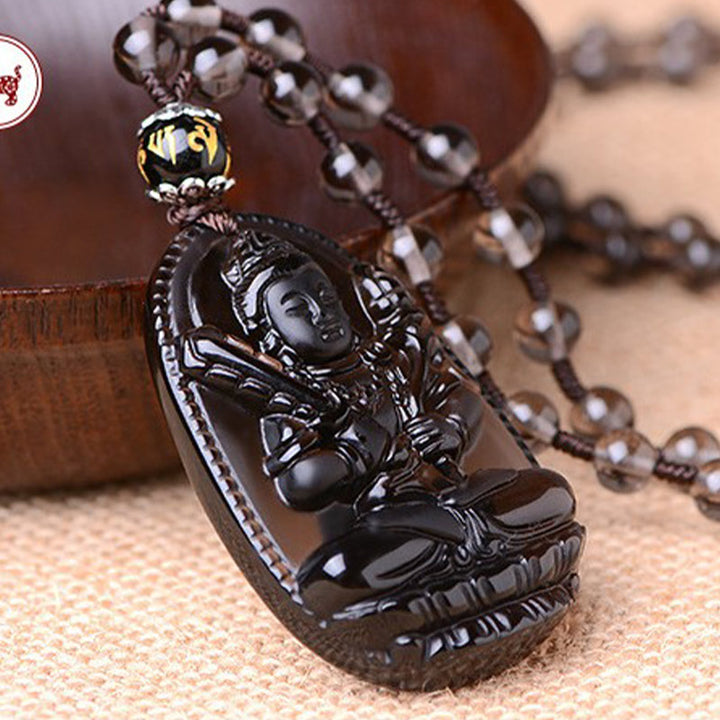 Collier de protection en obsidienne du zodiaque chinois