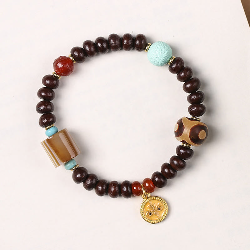 Bracelet en perles de Bodhi violettes naturelles du Tibet Buddha Stones et perles Dzi Dieu de la richesse et de la sagesse