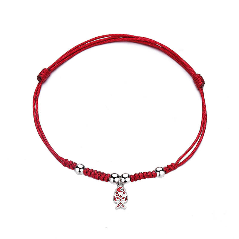 Bracelet tressé artisanal en argent sterling 925 avec poisson koï et richesse de Buddha Stones