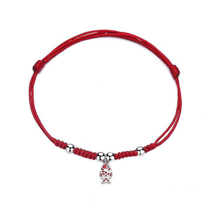 Bracelet tressé artisanal en argent sterling 925 avec poisson koï et richesse de Buddha Stones