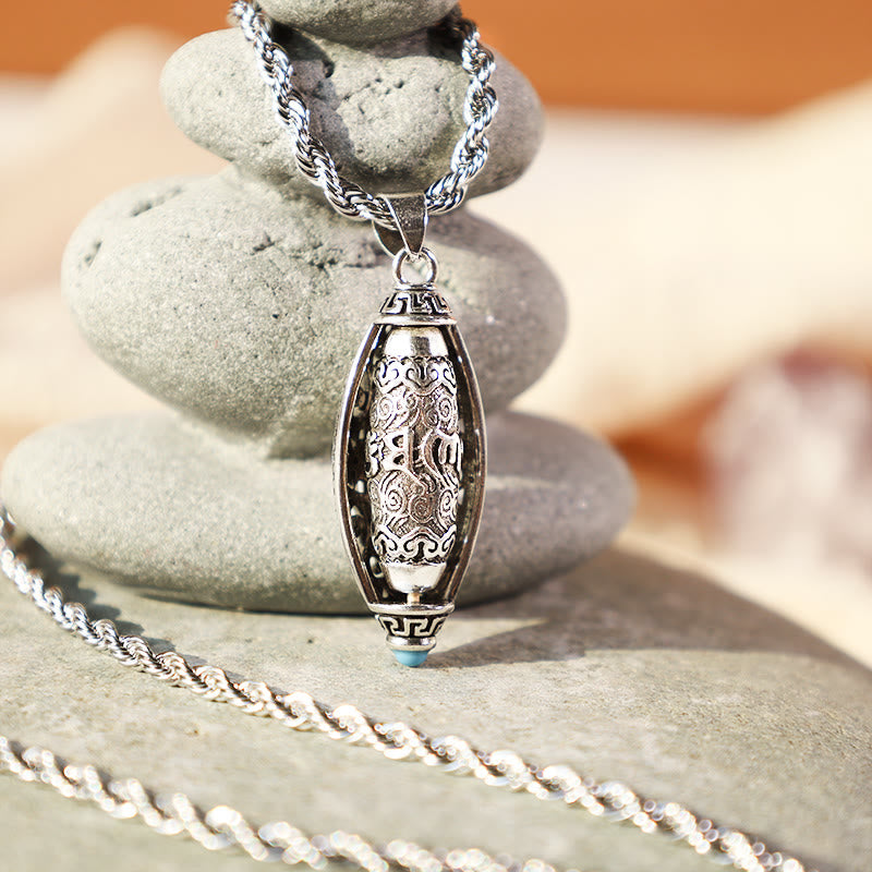 Collier de protection avec pendentif rotatif en Buddha Stones du Tibet Om Mani Padme Hum - image 3
