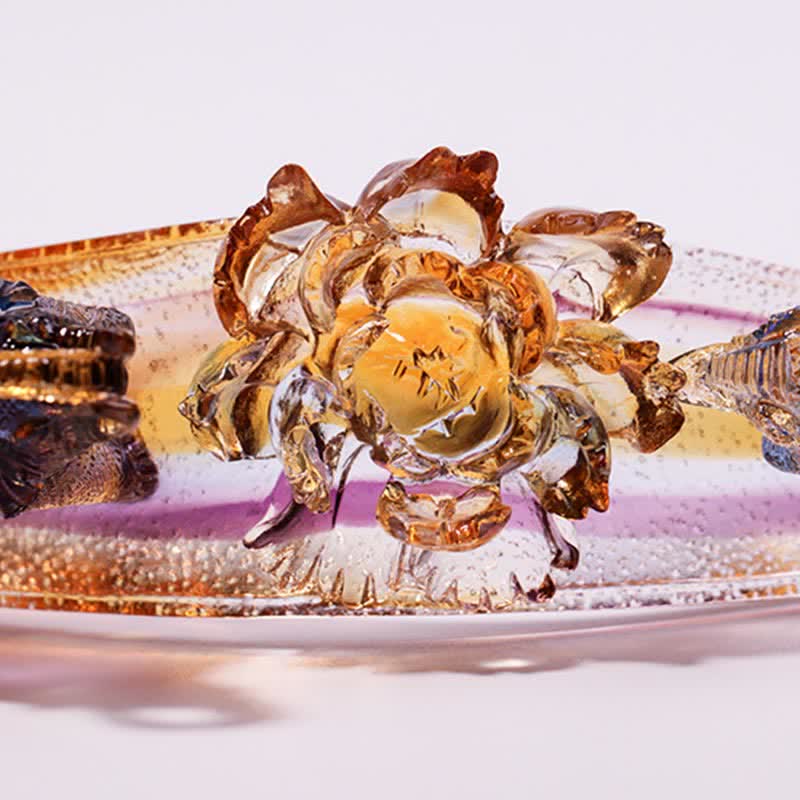 Pièce d'art en cristal fait à la main en forme d'éléphant Ruyi de Liuli, décoration d'intérieur avec base en cristal - image 11