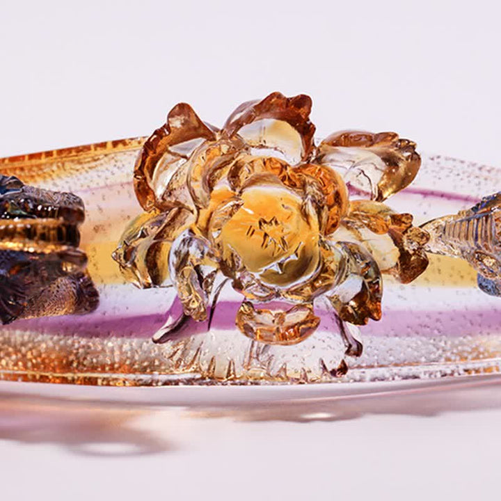 Pièce d'art en cristal fait à la main en forme d'éléphant Ruyi de Liuli, décoration d'intérieur avec base en cristal - image 11