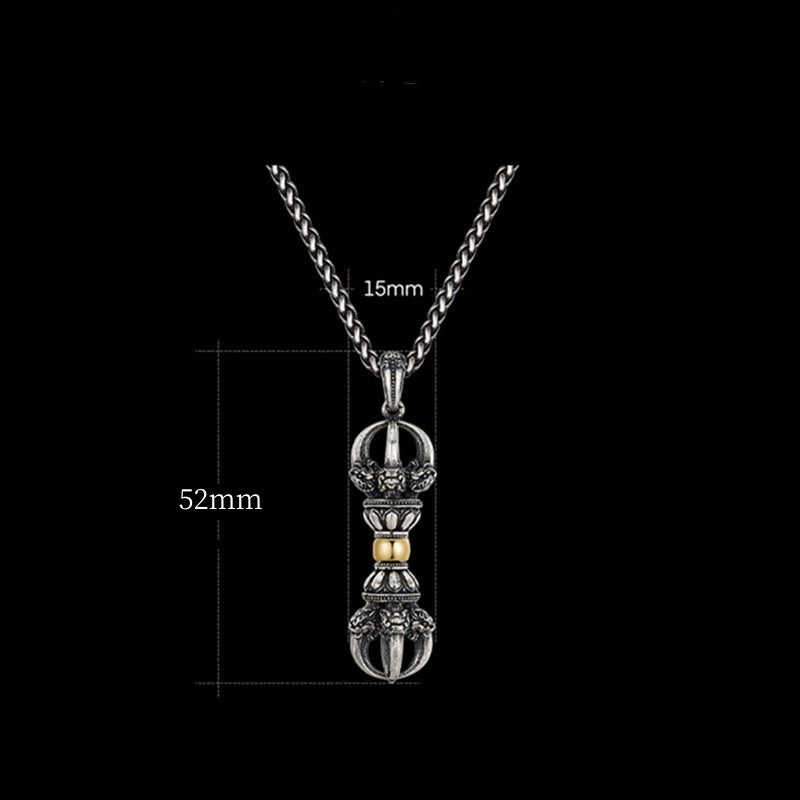 Collier pendentif tibétain en Buddha Stones avec motif Dorje Vajra