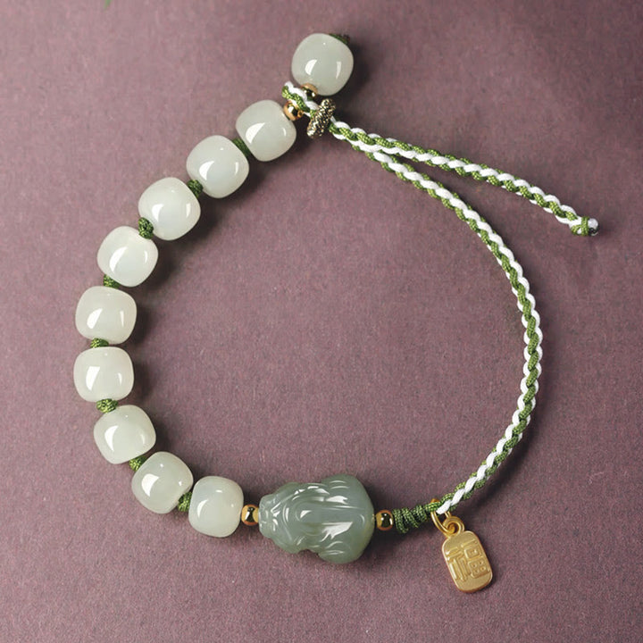 Bracelet en jade naturel Hetian PiXiu Luck Fu
