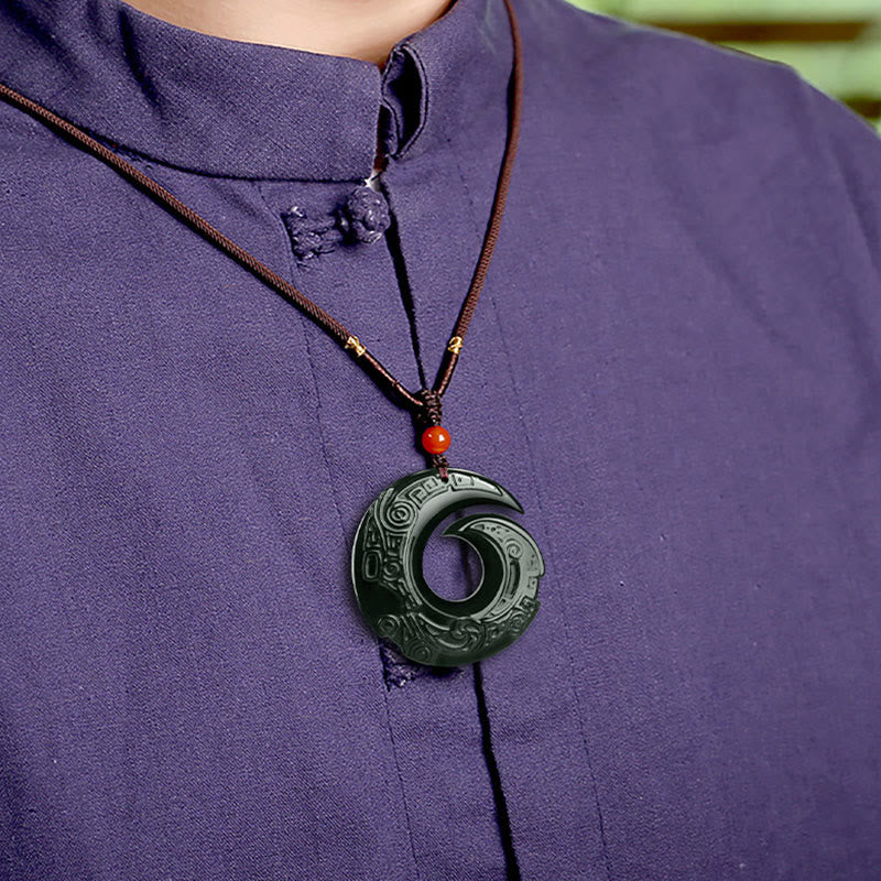 Collier pendentif en jade cyan Hetian naturel Buddha Stones pour améliorer la chance