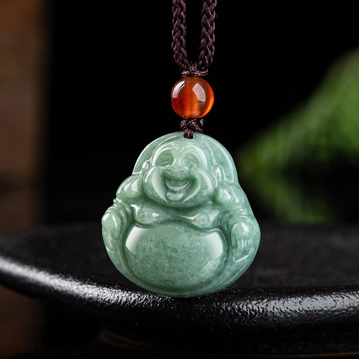 Collier pendentif en jade cyan Bouddha rieur Bouddha rieur Buddha Stones - image 6