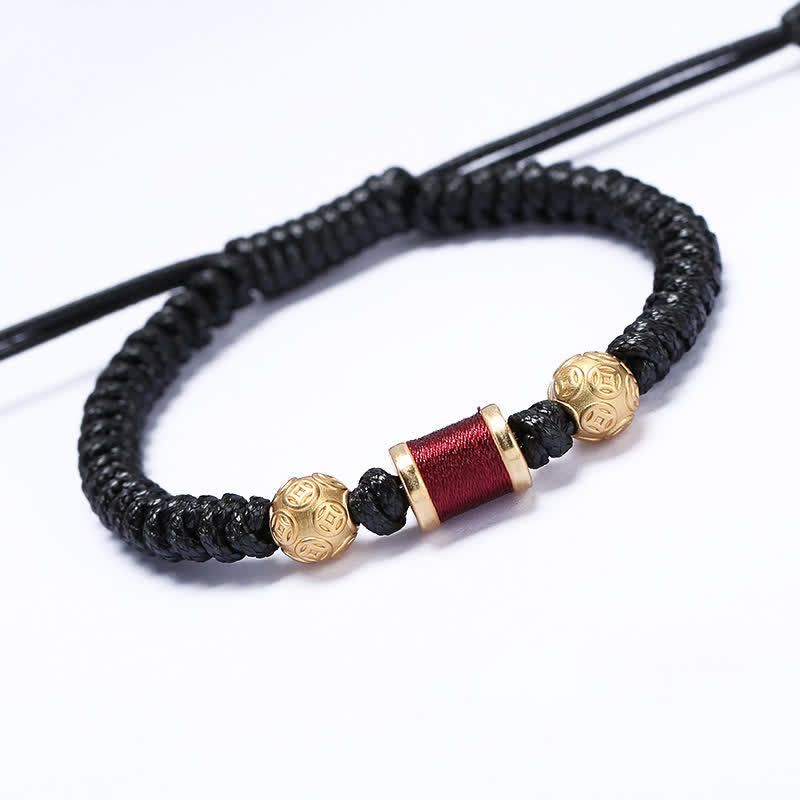 Bracelet en fil tressé avec perles en cuivre et argent sterling 999 de Buddha Stones