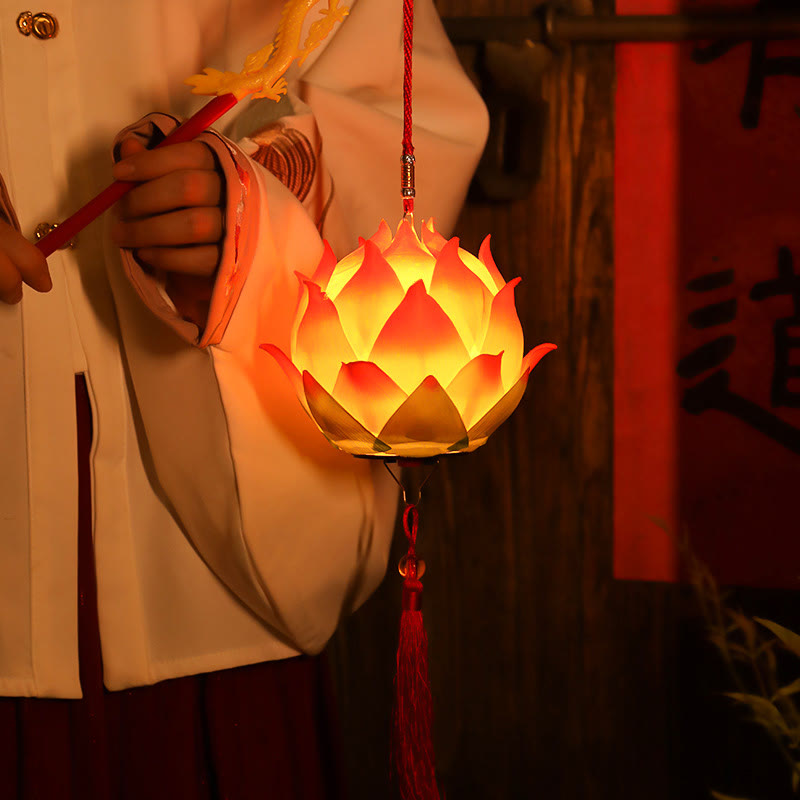 Lampe à pompon en forme de lanterne en forme de Buddha Stones et de fleur de lotus à faire soi-même