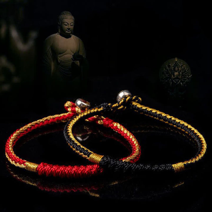 Bracelet tibétain tressé fait main avec Buddha Stones et protection porte-bonheur