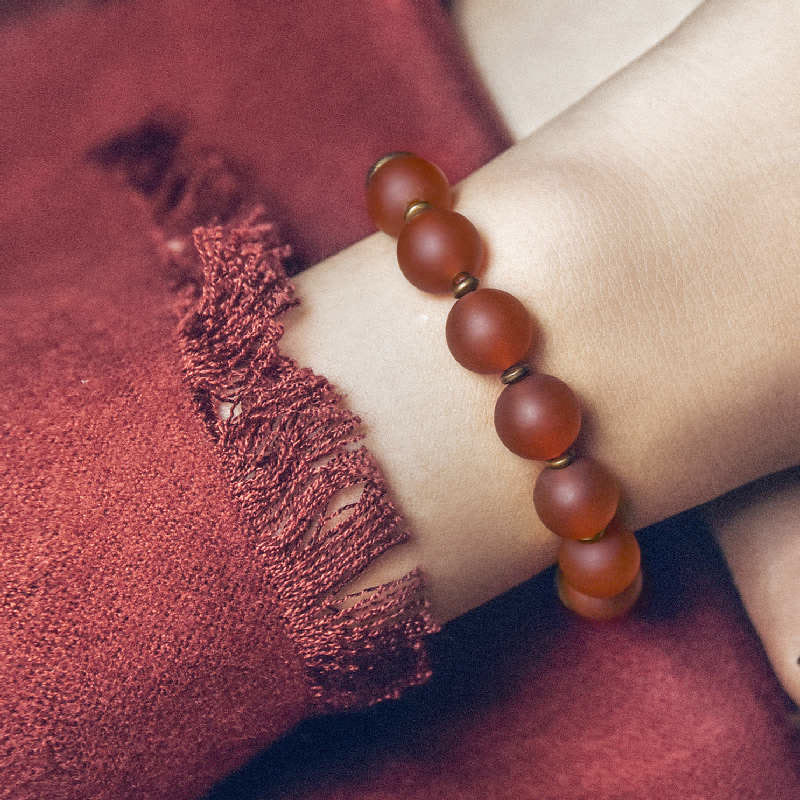 Bracelet tibétain en agate rouge et agate verte en cuivre pour la confiance et la fortune