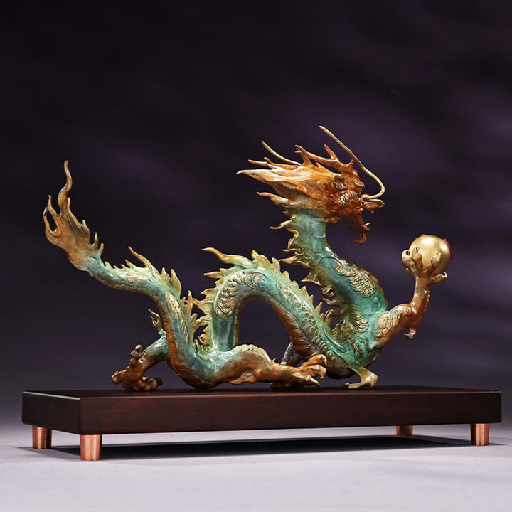Buddha Stones Année du Dragon Dragon de Bon augure Laiton Cuivre Chance Succès Décoration de Bureau