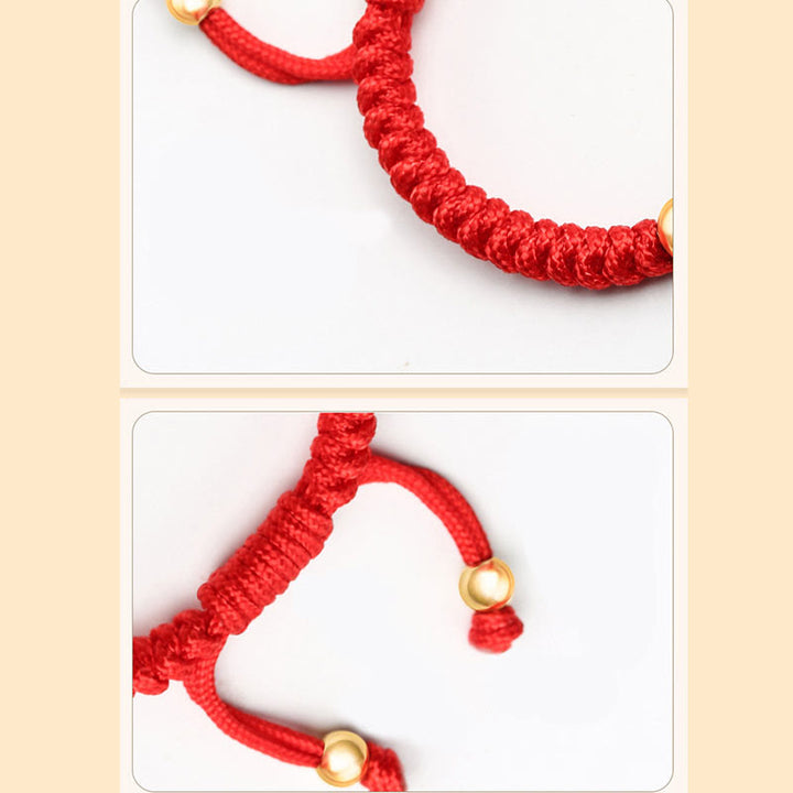 Bracelet tressé pour enfants en argent sterling 999 avec Buddha Stones et nœuds PiXiu Wealth King Kong