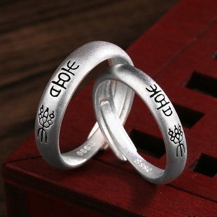 Bague de richesse en cuivre avec paix et joie
