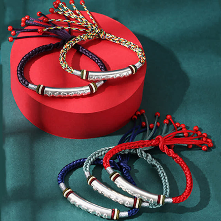 Bracelet en argent sterling 999 avec Buddha Stones Om Mani Padme Hum et force de protection