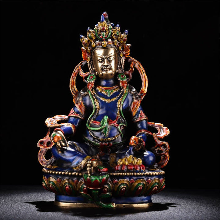 Figurine Bodhisattva Jambhala jaune Statue de sérénité en cuivre Décoration de la maison