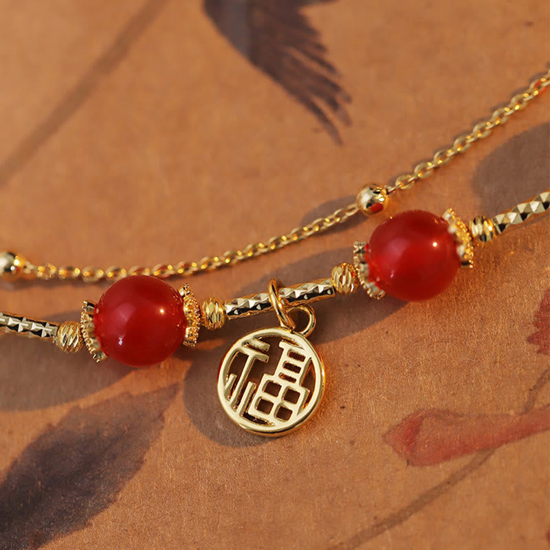 Bracelet d'acceptation de soi avec breloque en agate rouge et Buddha Stones Fu