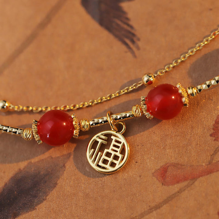 Bracelet d'acceptation de soi avec breloque en agate rouge et Buddha Stones Fu