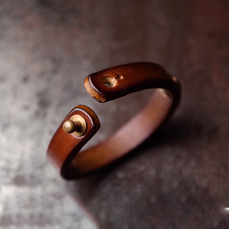 Bracelet de richesse en cuir et cuivre avec Buddha Stones vintage fait à la main