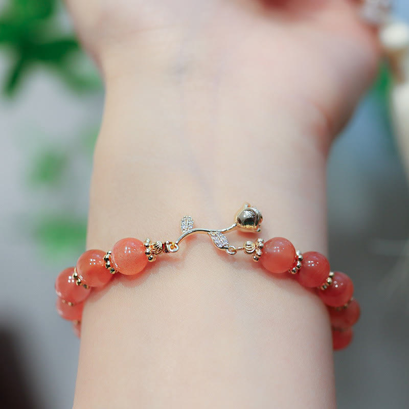 Bracelet chaîne calme et confiant en Buddha Stones en agate rouge naturelle rose