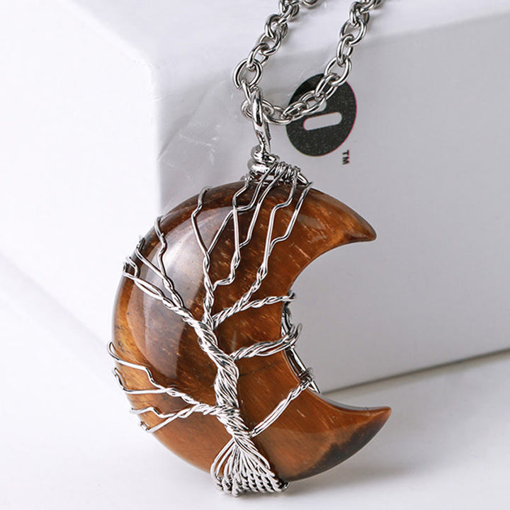 Collier pendentif en cristal de quartz naturel Buddha Stones Moon Tree Of Life Healing Energy - image 16