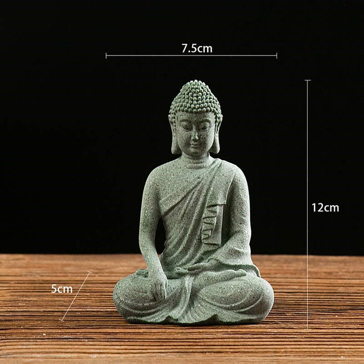 Buddha Stones Méditation Tibétaine Contemplation Bouddha Sérénité Compassion Statue Figurine Décoration - Dimensions approximatives : 7,5 x 5 x 12 cm - image 4