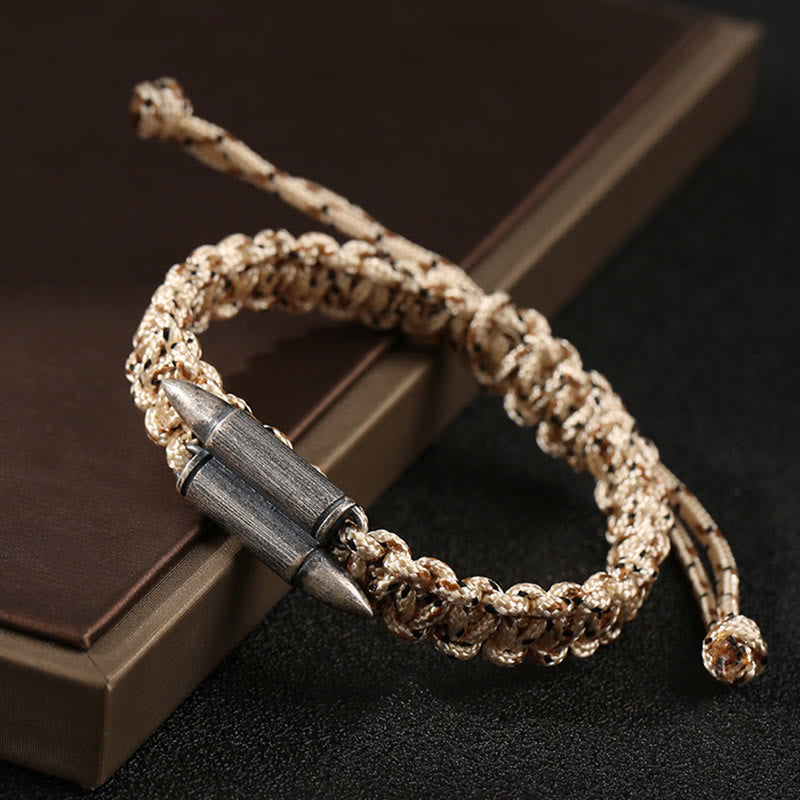 Bracelet en corde tressée en argent sterling 925 avec motif de balle de Buddha Stones