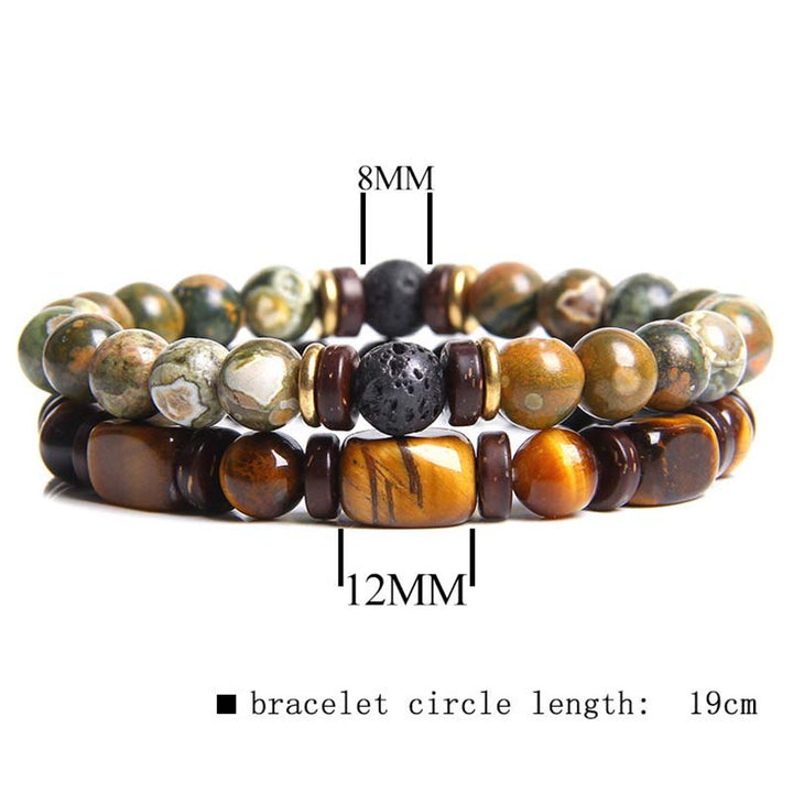 Bracelet de perles œil de tigre en cristal de guérison en Buddha Stones 2 pièces