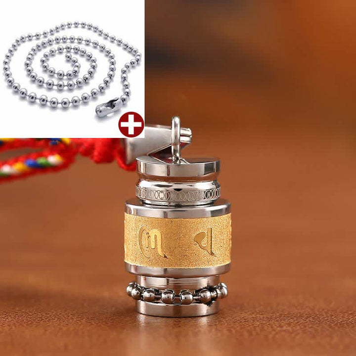 Collier pendentif amulette de sagesse en acier titane avec Buddha Stones tibétaines Om Mani Padme Hum Shurangama Mantra - 1,2 cm * 1,8 cm - Or - Chaîne de perles et de fils colorés - image 5