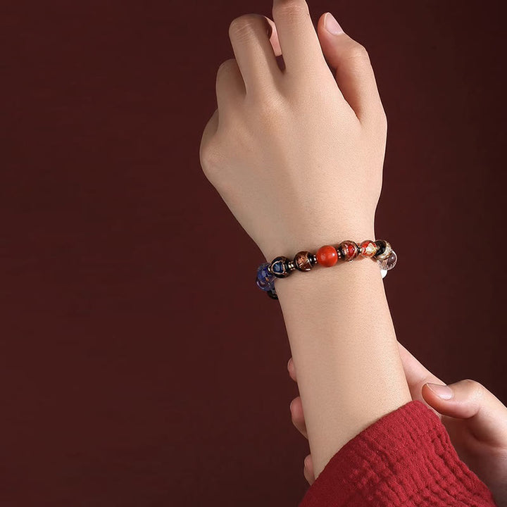 Buddha Stones Tibétain Coloré Cendres Perles de Verre Liuli Om Mani Padme Hum Dorje Vajra 18 Perles Poignet Mala