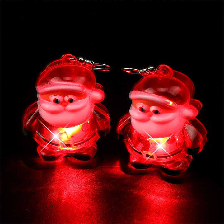 Boucles d'oreilles lumineuses à LED en forme d'élan et de sapin de Noël