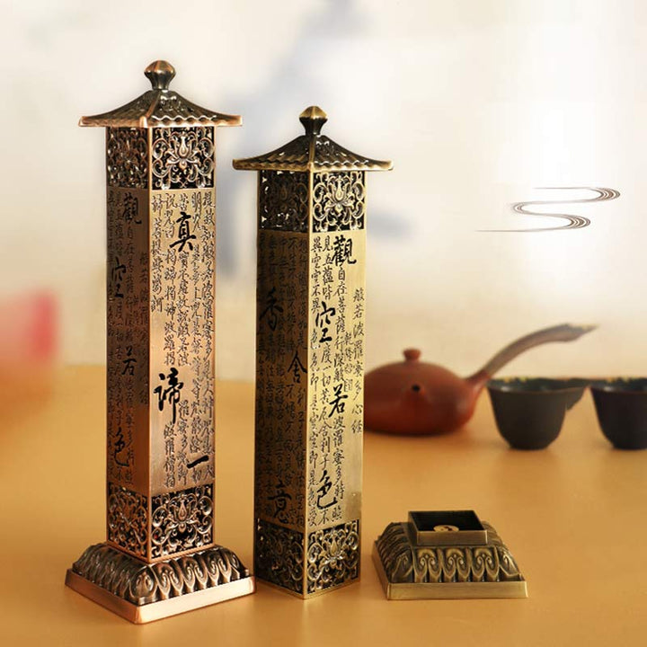 Porte-encens en alliage Heart Sutra Brûleur d'encens de guérison pour décoration de la maison