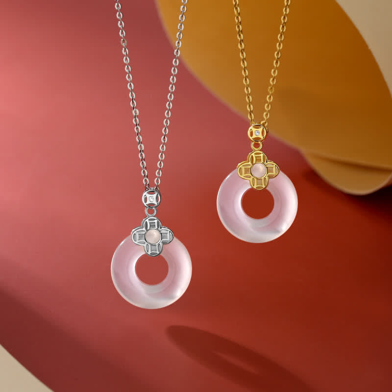 Collier pendentif positif en argent sterling 925 avec boucle de paix et pièce de calcédoine et Buddha Stones