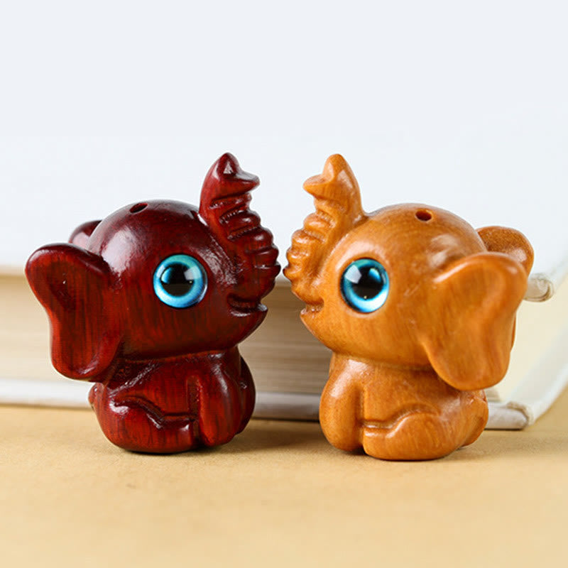 Buddha Stones Bois de santal Petite feuille Bois de santal rouge Bois de santal vert Mini éléphant porte-bonheur sculpté Décoration de protection - image 22