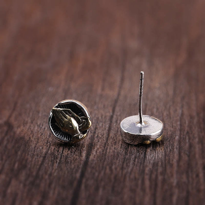 Boucles d'oreilles à tige Namaste Equality en argent sterling 925 Buddha Stones - image 11